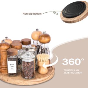 Wood Lazy Susan Organizer Kitchen Turntable for Cabinet Farmhouse Bathroom Decor Round Decorative Tray for Vanity, Counter, Sink, Coffee Table, 10 Inch, Brown