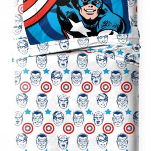 Jay Franco Marvel Comics Avengers Twin Size Sheet Set - Super Soft Kids 3 Piece Bedding Set Features Captain America, Falcon & Bucky Barnes - Microfiber Sheets Includes Reversible Pillow Cover