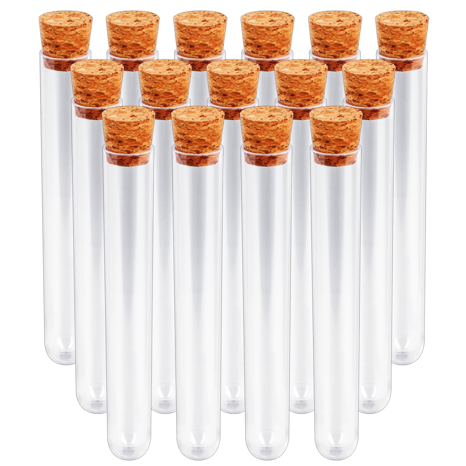 Plastic Test Tubes with Lids, 15x100mm (15ml) Clear Vials with Seal Cap Container Transparent Test Tubes with Cork Stoppers for Jewelry Seed Beads Powder Spice Liquid Storage (15 PCS)