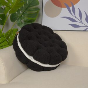 gouto plush throw pillow round sandwich pillow cushion thick floor seating chair cushions 18" black lambs wool decor for living room