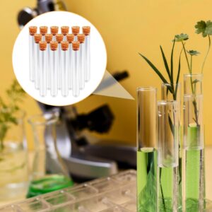 Plastic Test Tubes with Lids, 15x100mm (15ml) Clear Vials with Seal Cap Container Transparent Test Tubes with Cork Stoppers for Jewelry Seed Beads Powder Spice Liquid Storage (15 PCS)