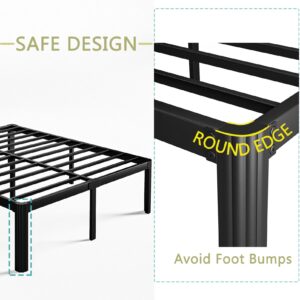 KERAMIK 14 Inch High Full Size Bed Frame No Box Spring Needed, Full Bed Frame Metal with Round Edge, Easy Assembly, Heavy Duty, Black