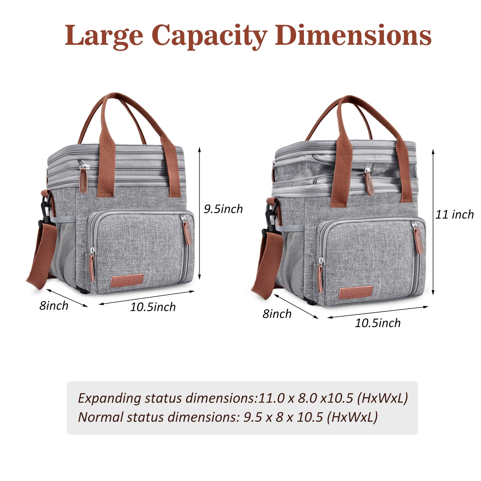 BAGNN Lunch Box & Lunch Bag for Women Men, Large Insulated Adult Lunch Box Leakproof Lunchbox Cooler Bag for Work Picnic Beach,16L, Gray