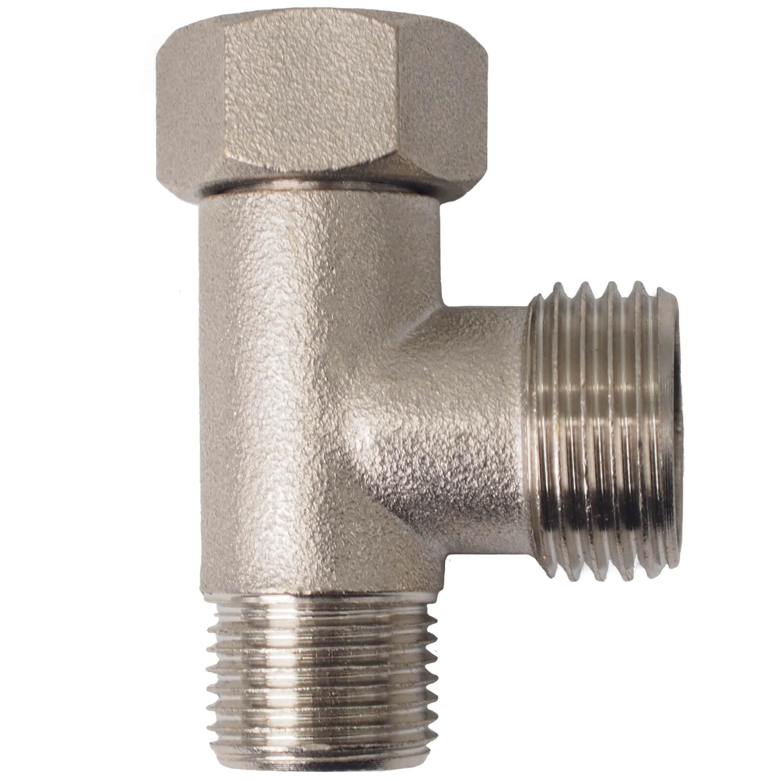 Bidet T Adapter - T Valve Adapter for Bidet, Made of Brass Coated Nickel (Thread Size 3/8 x 3/8 x 1/2 or 9/16 x 9/16 x 1/2), 3 Way Adapter or Tee Connector