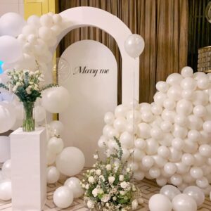 HYKJNBW 137Pcs Pearl White Balloon Garland Kit, Latex Party Balloons Arch for Birthday Baby Shower Wedding Engagement Anniversary Christmas Party Decorations