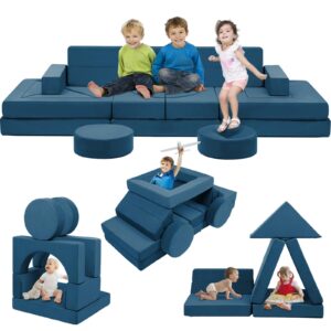 edbuosy 22pcs modular kids play couch - kids couch for playroom bedroom living rooms 500+diy creativing couch for inspiring child versatile, large modular couch children convertible sofa foam couch