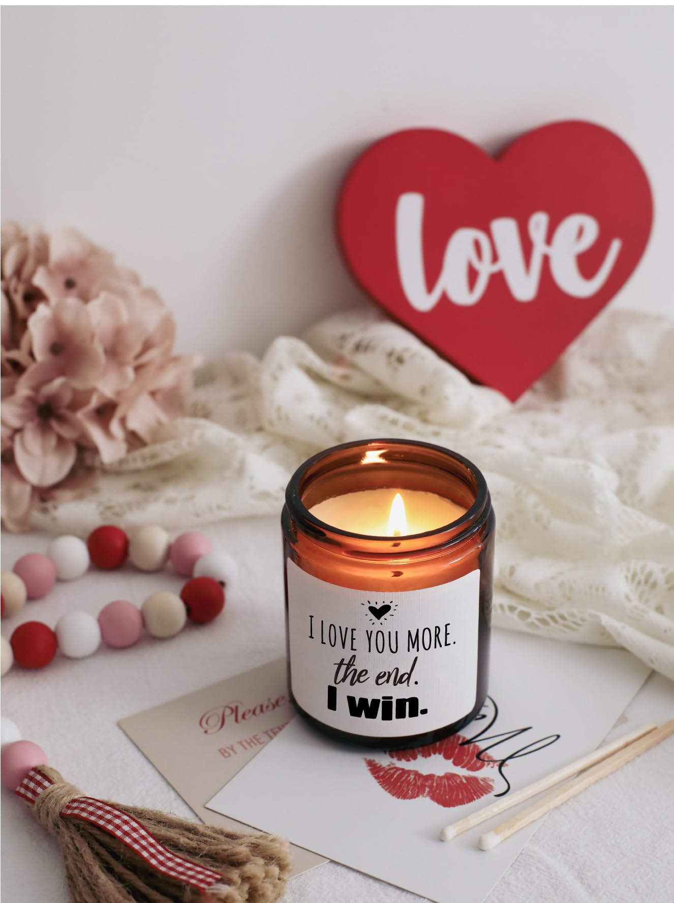 Valentines Day Romantic Candle Gift, I Love You More The End I Win, Candle 7oz Natural Soy Wax, Thanksgiving Christmas Gift Anniversary Birthday Gifts for Boyfriend Girlfriend Husband