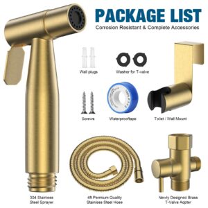 FREDI Bidet Sprayer for Toilet, Bidet Sprayer, Toilet Faucet, Jet Spray for Toilet, Muslim Shower, Toilet Sprayer, Ducha para Toilet(Gold)