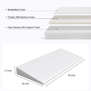 TOLEAD Bed Inclined Wedge Pillow, 7.5 Inch Incline Mattress Topper, Wedge Mattress Elevator for Anti-snoring, King