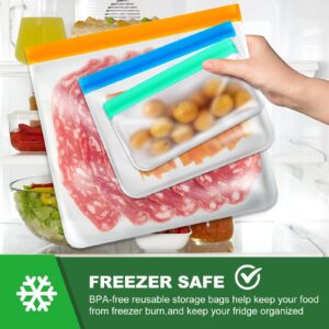 Gallon Freezer Bags, Reusable Ziplock Bags Silicone Bags Reusable Food Storage Bags, Large Zip Lock Bags Gallon, Lunch Home Fridge Kitchen Organization Storage Meal Prep Freezer Containers Sets