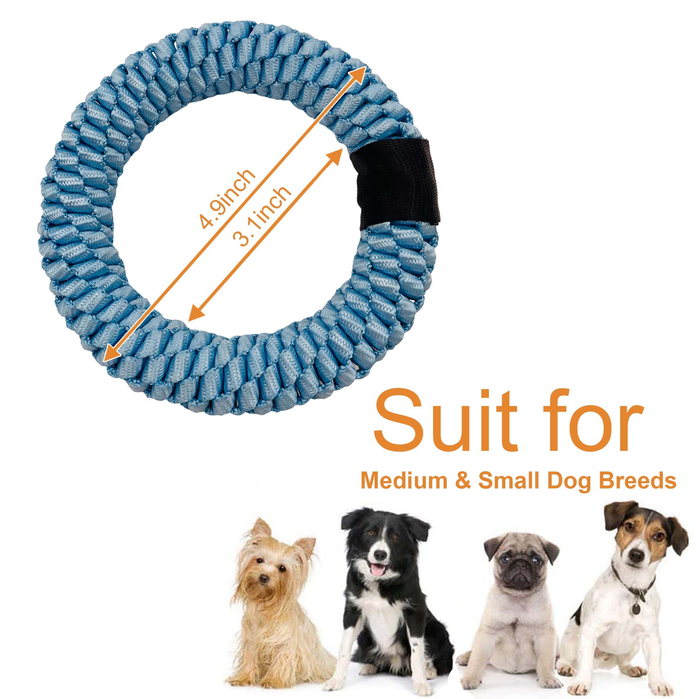 CaBYbigG Dog Rope Toy,No Stuffing Dog Toy,Puppy Chews for Teething,Dog Chew Toys,Blue Ring Dog Toy for Medium Small Dogs Breed