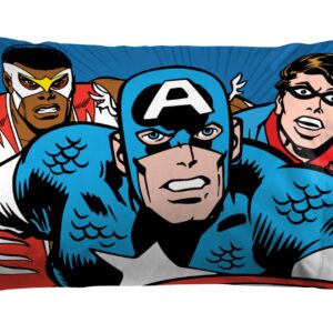 Jay Franco Marvel Comics Avengers Twin Size Sheet Set - Super Soft Kids 3 Piece Bedding Set Features Captain America, Falcon & Bucky Barnes - Microfiber Sheets Includes Reversible Pillow Cover