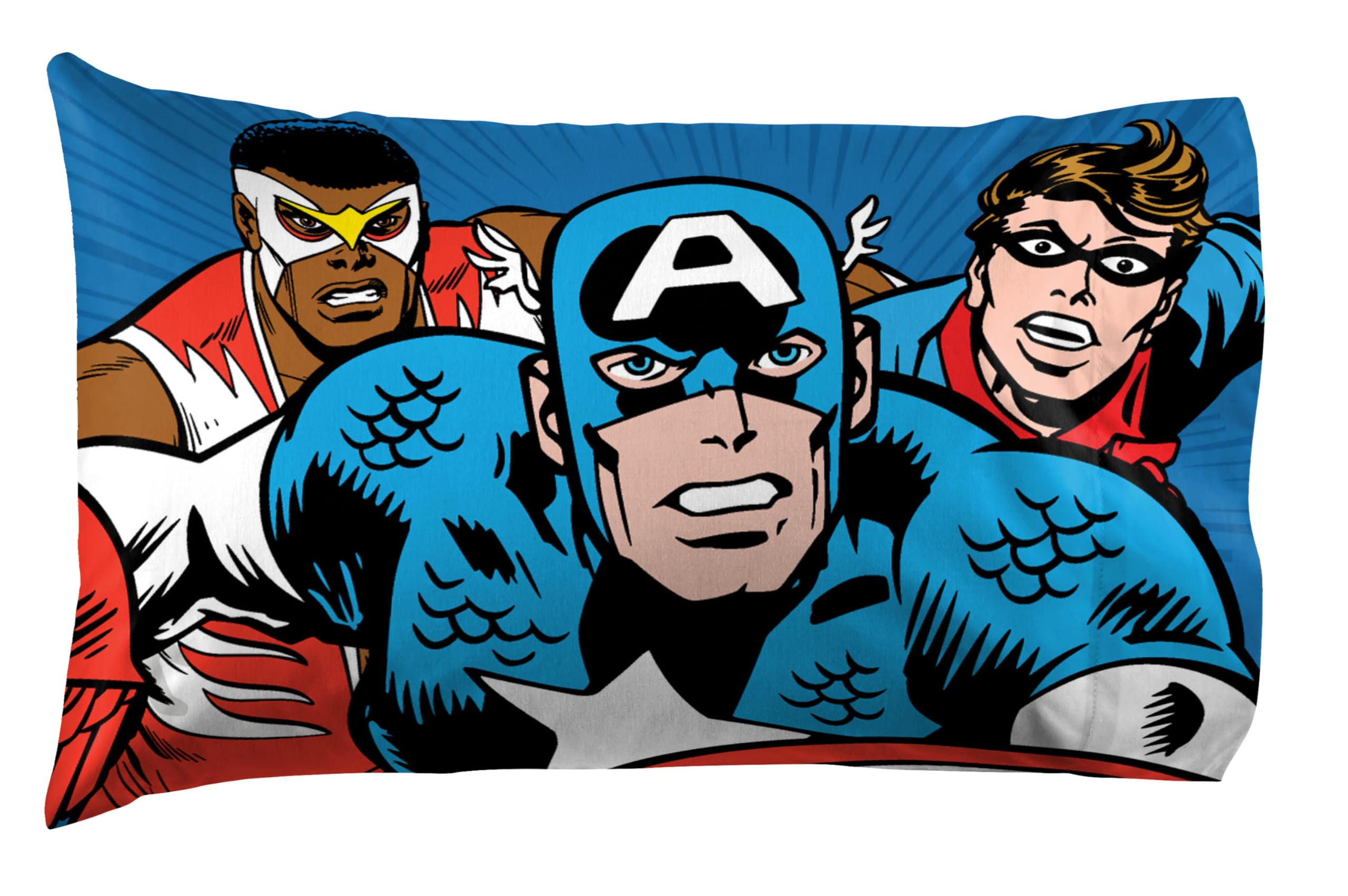 Jay Franco Marvel Comics Avengers Twin Size Sheet Set - Super Soft Kids 3 Piece Bedding Set Features Captain America, Falcon & Bucky Barnes - Microfiber Sheets Includes Reversible Pillow Cover