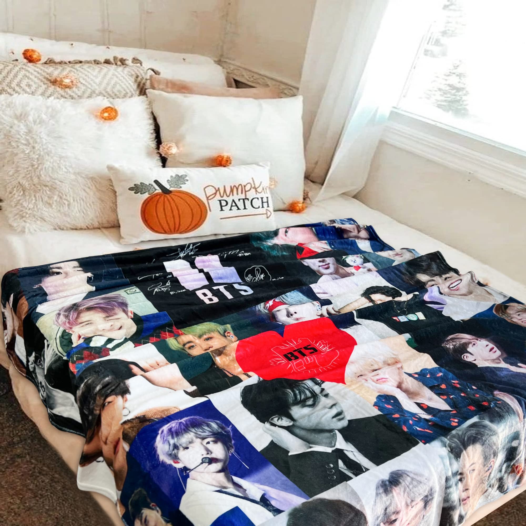 Korea-Pop Music Blanket 60X80 Inch Flannel Blanket, Soft Novelty Fashion Singers Blanket Bed Throws Blanket for Sofa Bed Bedroom Air Conditioning Blanket