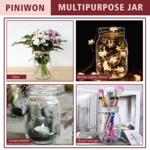 PINIWON Mason Jars 16 oz with Airtight Lids and Bands, 15 Pack Regular Mouth Canning Jars, Clear Glass Pint Jars for Canning, Pickling, Food Storage, DIY Projects, 24 Labels, Brush & String Included