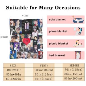 Korea-Pop Music Blanket 60X80 Inch Flannel Blanket, Soft Novelty Fashion Singers Blanket Bed Throws Blanket for Sofa Bed Bedroom Air Conditioning Blanket