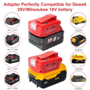 Xinriga Multi-Functional Power Adapter Compatible with DEWALT and Milwaukee Batteries with Dual USB Ports and 12V DC Port Three-mode work light-Compatible with DEWALT USB Charger Adapter 20V Batteries