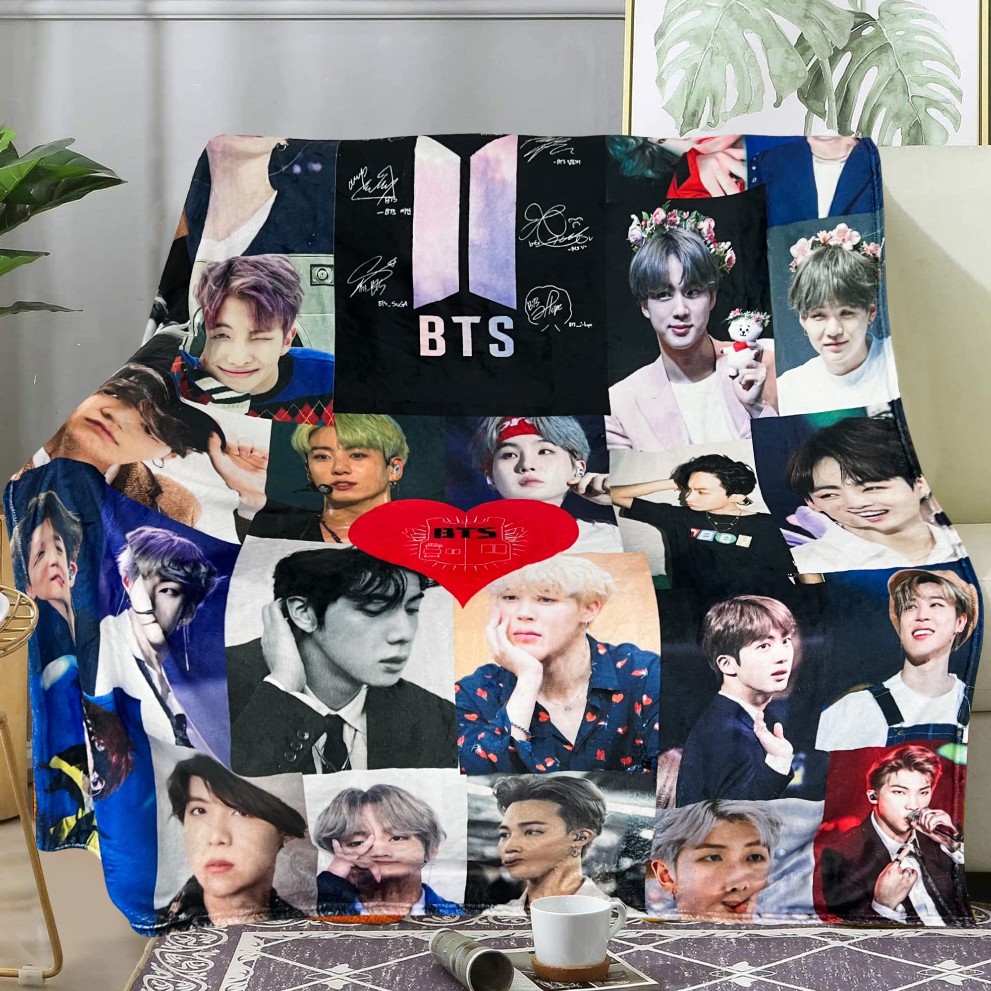 Korea-Pop Music Blanket 60X80 Inch Flannel Blanket, Soft Novelty Fashion Singers Blanket Bed Throws Blanket for Sofa Bed Bedroom Air Conditioning Blanket