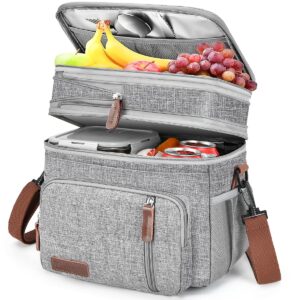 bagnn lunch box & lunch bag for women men, large insulated adult lunch box leakproof lunchbox cooler bag for work picnic beach,16l, gray