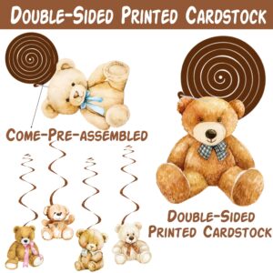 20pcs Bear Baby Shower Party Hanging Swirls Teddy Bear Baby Shower Decorations We Can Bearly Wait Ceiling Swirls for Brown Bear Kids Birthday Gender Reveal Wedding Bridal Shower Party Supplies