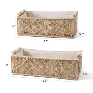 Mkono 4 Pcs Macrame Storage Baskets Boho Desk Accessories