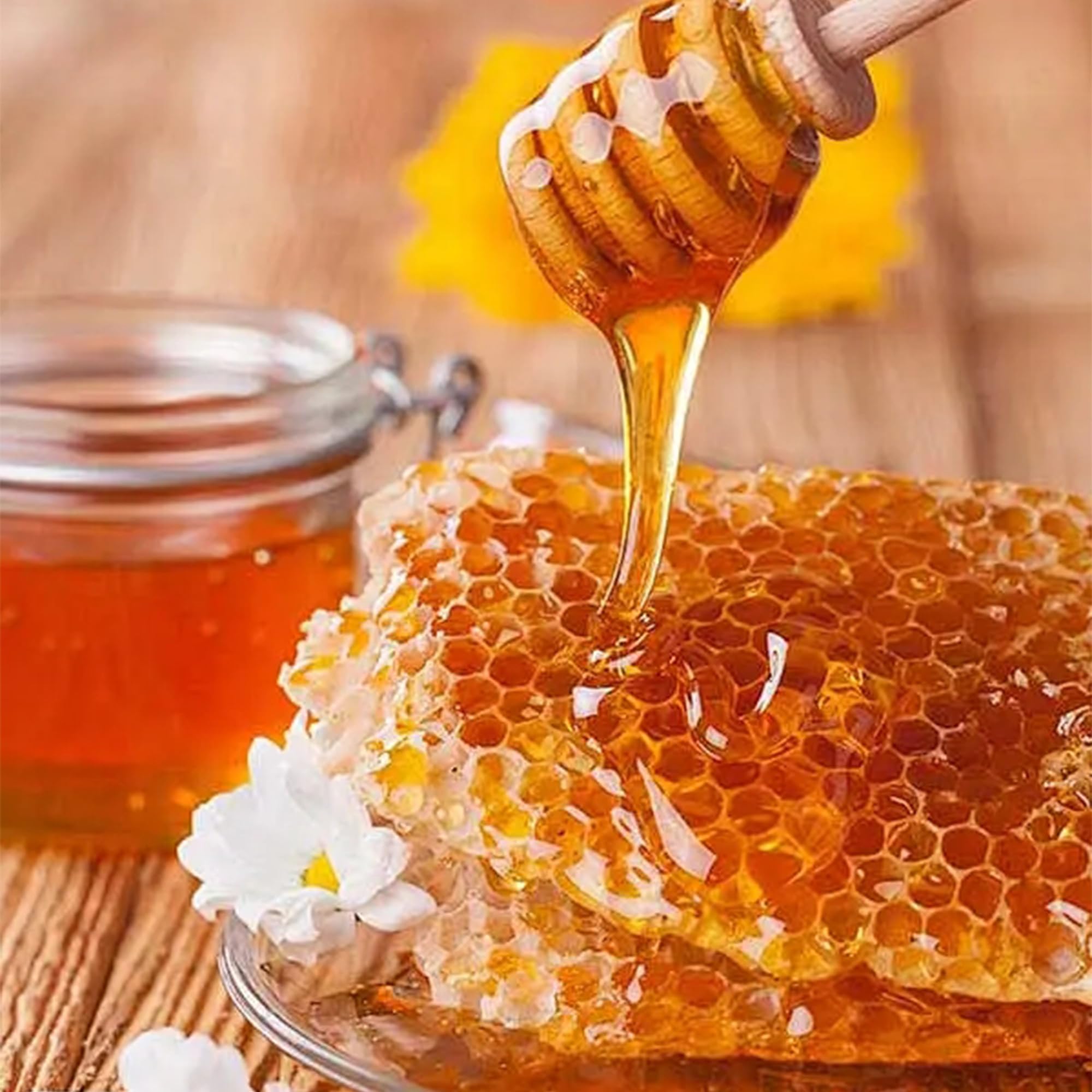 4PCS 6 inch Honey Dipper Sticks Honey Spoon, Wooden Honey Mixing Stirrer Honey Comb Stick, Honey Wand for Honey Jar Dispense Drizzle Honey Wedding Party