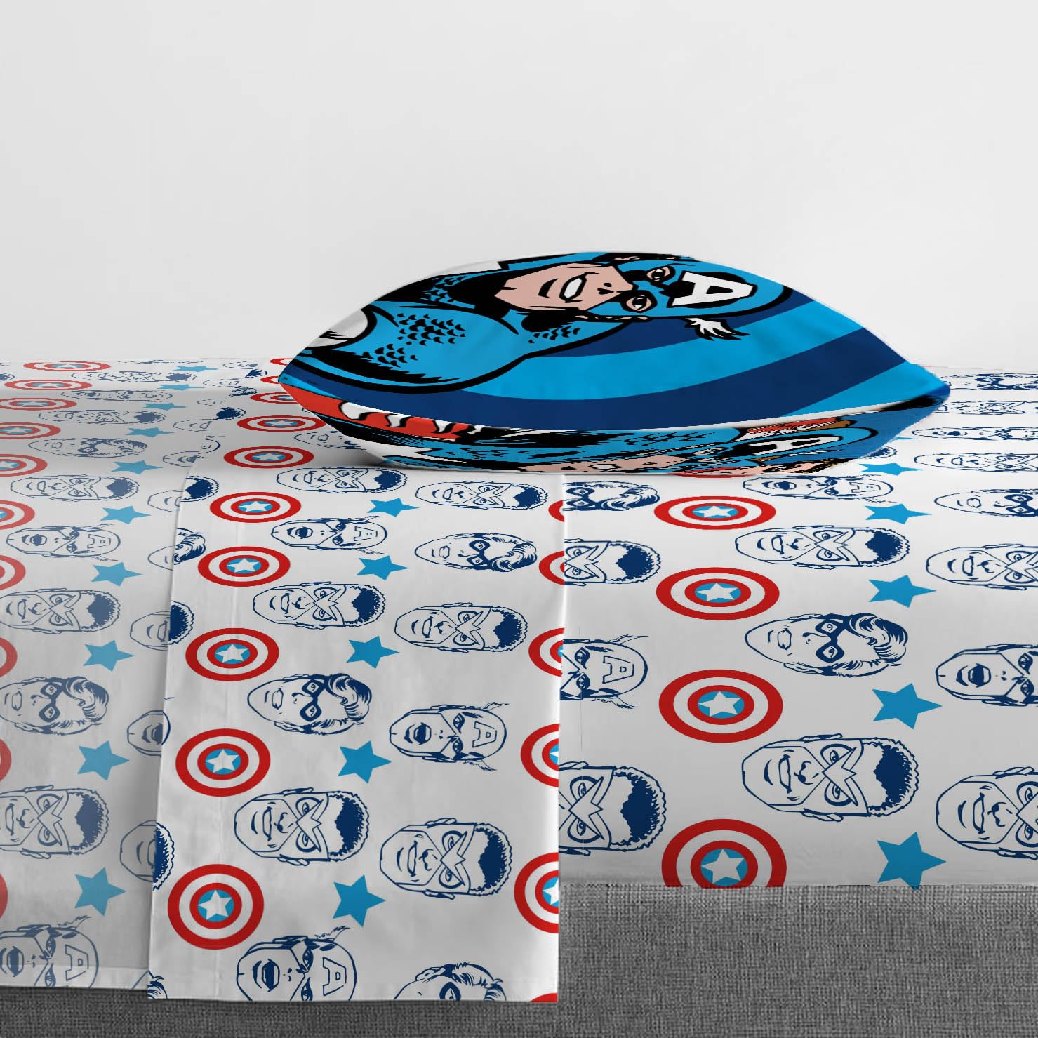 Jay Franco Marvel Comics Avengers Twin Size Sheet Set - Super Soft Kids 3 Piece Bedding Set Features Captain America, Falcon & Bucky Barnes - Microfiber Sheets Includes Reversible Pillow Cover