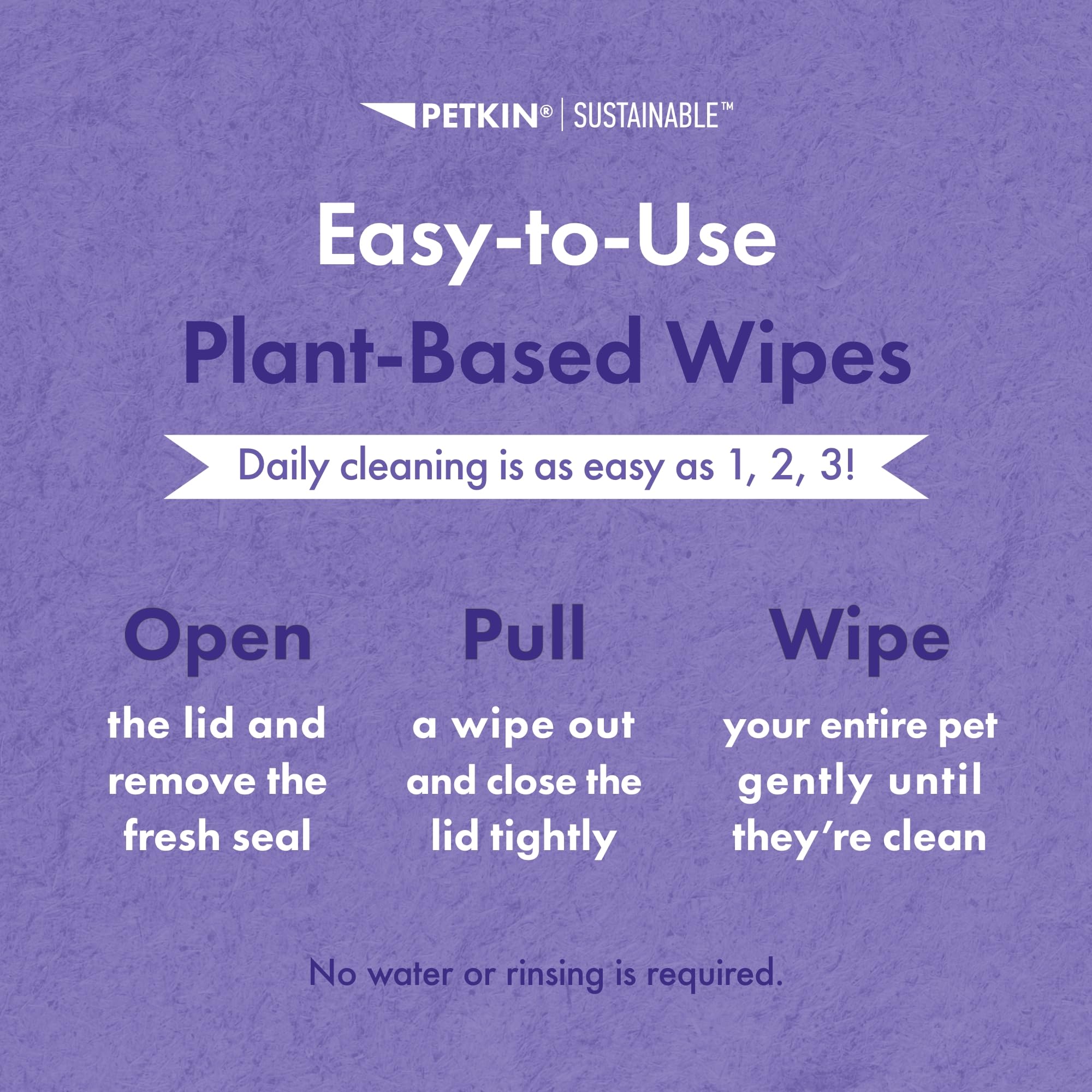 Petkin Plant-Based EarWipes, 80 Wipes - Biobased & Sustainable Pet Ear Wipes for Dogs & Cats - Cleans Ear Area, Dirt, Odor & Wax - Consciously Cleans & Conditions - Easy to Use - Lavender