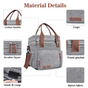 BAGNN Lunch Box & Lunch Bag for Women Men, Large Insulated Adult Lunch Box Leakproof Lunchbox Cooler Bag for Work Picnic Beach,16L, Gray