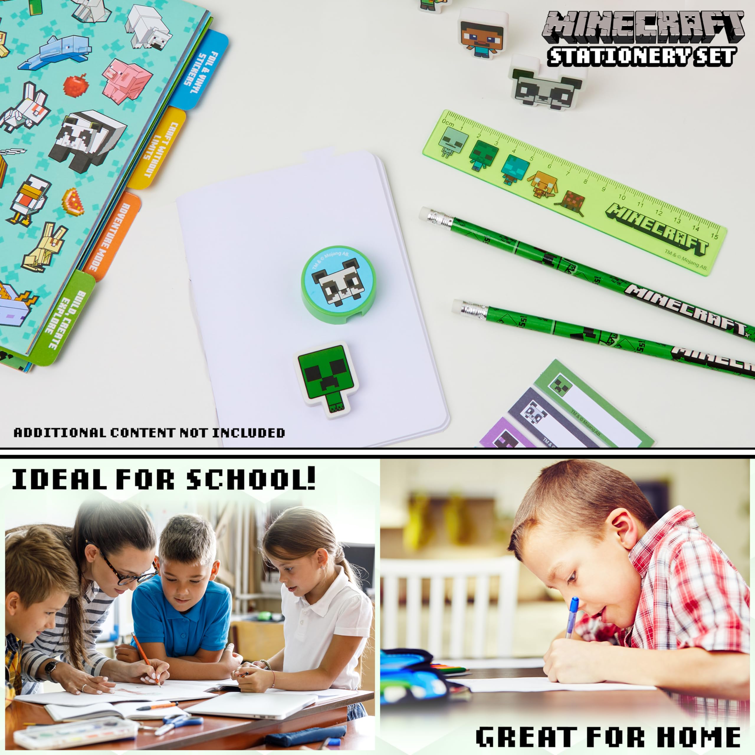 Minecraft Filled Pencil Case and Stationery Set for Kids, School Supplies - Gifts for Boys (Green)