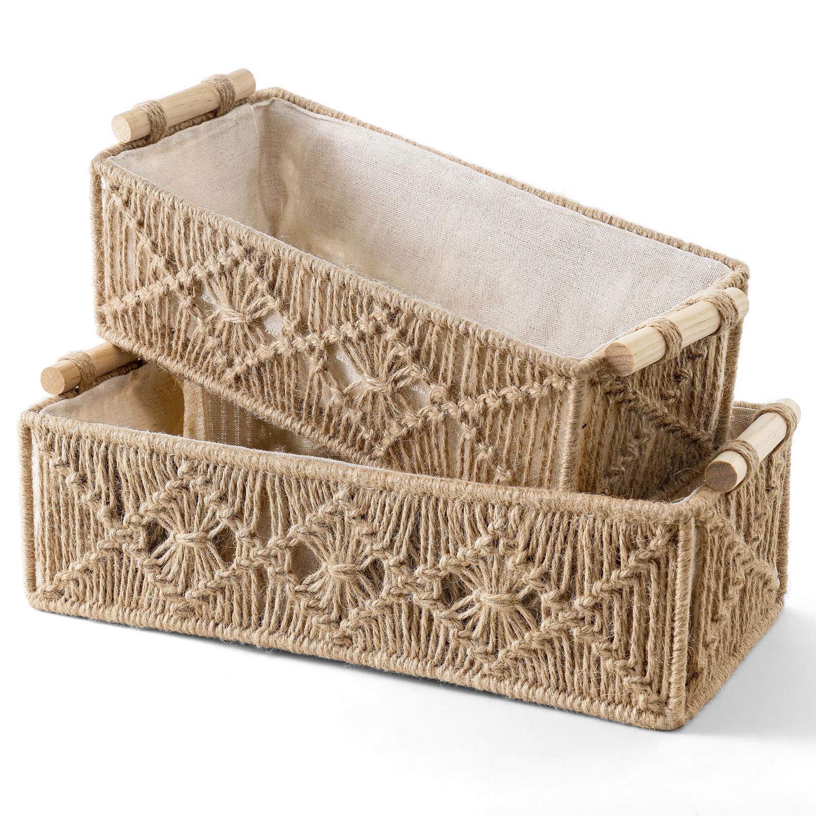 Mkono 4 Pcs Macrame Storage Baskets Boho Desk Accessories