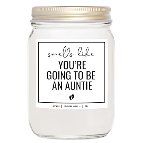 YouNique Designs Pregnancy Announcement for Aunt, Sister, Auntie 8 oz Candle - Aunt Pregnancy Announcement Gift - Smells Like Youre Going to be an Aunt Candle - New Aunt Gifts (Lavender & Vanilla)