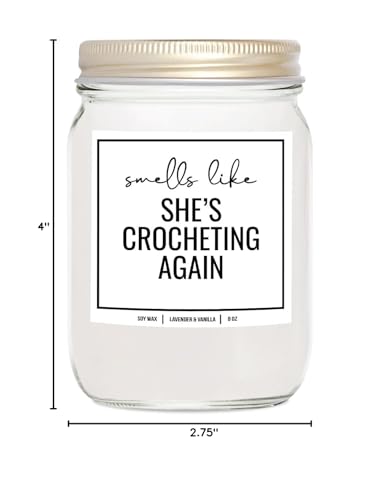 YouNique Designs Candle Gifts for Crocheters 8oz - Crocheting Gifts for People Who Crochet - Cool Gifts for Crochet Lovers - Gifts for Someone Who Crochets, Gift for Crocheter (Lavender & Vanilla)