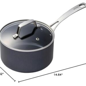 KYOCERA Ceramic Saucepan with Ceramic Non-Stick Coating, 7 inches, PFAS/PTFE Free, Stainless Steel Handle, Suitable for All Stove Types, Includes Glass Lid, CSP-07