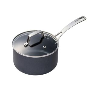 kyocera ceramic saucepan with ceramic non-stick coating, 7 inches, pfas/ptfe free, stainless steel handle, suitable for all stove types, includes glass lid, csp-07