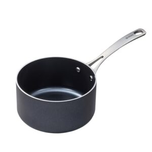 KYOCERA Ceramic Saucepan with Ceramic Non-Stick Coating, 7 inches, PFAS/PTFE Free, Stainless Steel Handle, Suitable for All Stove Types, Includes Glass Lid, CSP-07