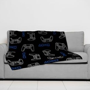 PlayStation Controller Throw Blanket - Measures 46 x 60 Inches - Kids Super Soft Fleece Gamer Bedding