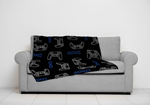 PlayStation Controller Throw Blanket - Measures 46 x 60 Inches - Kids Super Soft Fleece Gamer Bedding