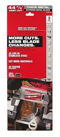 for Milwaukee 48-39-0601 44-7/8" 8/10 TPI Extreme Deep Cut Band Saw Blade - 3 PK