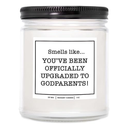 YouNique Designs Godparents Proposal Gift Candle 9 oz Candle - God Parents Presents Proposal Gifts - Gift When Asking Someone to be Godparents - Godparents Proposal Ideas (Mahogany Teakwood)