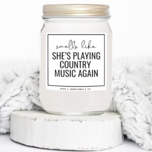 YouNique Designs Candle for Country Music Fan Gift 8oz Candle - Cowgirl Gifts for Country Music Lovers - Country Music Lover Gifts - Cool Country Music Gifts for Music Lovers (Lavender & Vanilla)