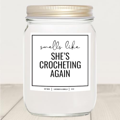 YouNique Designs Candle Gifts for Crocheters 8oz - Crocheting Gifts for People Who Crochet - Cool Gifts for Crochet Lovers - Gifts for Someone Who Crochets, Gift for Crocheter (Lavender & Vanilla)