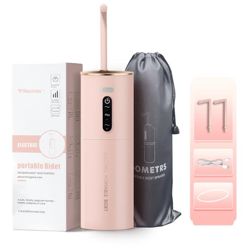 Electric Portable Bidet, Portable Travel Bidet Sprayer Toilet with USB Cable, More Convenient & Easy to Use for Camping/Travel/Home/Car (Pink)