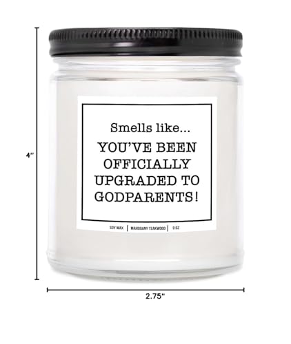 YouNique Designs Godparents Proposal Gift Candle 9 oz Candle - God Parents Presents Proposal Gifts - Gift When Asking Someone to be Godparents - Godparents Proposal Ideas (Mahogany Teakwood)