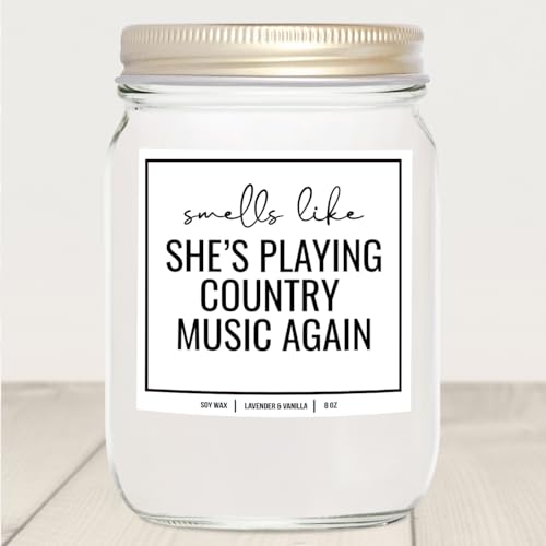 YouNique Designs Candle for Country Music Fan Gift 8oz Candle - Cowgirl Gifts for Country Music Lovers - Country Music Lover Gifts - Cool Country Music Gifts for Music Lovers (Lavender & Vanilla)