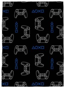 playstation controller throw blanket - measures 46 x 60 inches - kids super soft fleece gamer bedding