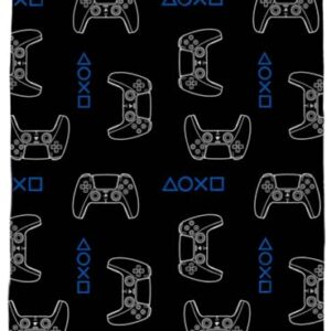 PlayStation Controller Throw Blanket - Measures 46 x 60 Inches - Kids Super Soft Fleece Gamer Bedding