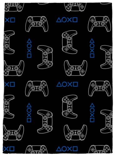 PlayStation Controller Throw Blanket - Measures 46 x 60 Inches - Kids Super Soft Fleece Gamer Bedding