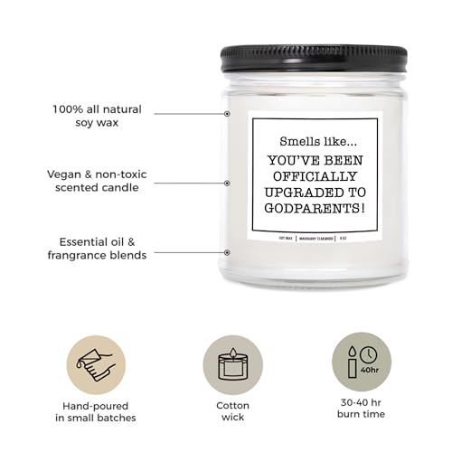 YouNique Designs Godparents Proposal Gift Candle 9 oz Candle - God Parents Presents Proposal Gifts - Gift When Asking Someone to be Godparents - Godparents Proposal Ideas (Mahogany Teakwood)