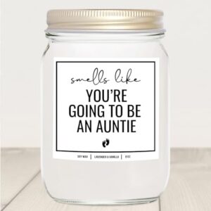 YouNique Designs Pregnancy Announcement for Aunt, Sister, Auntie 8 oz Candle - Aunt Pregnancy Announcement Gift - Smells Like Youre Going to be an Aunt Candle - New Aunt Gifts (Lavender & Vanilla)